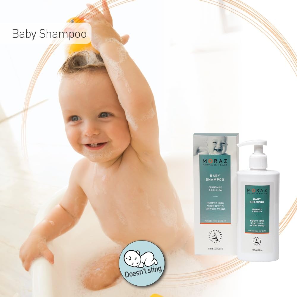 Moraz Natural Baby Shampoo Chamomile and Achillea, Deeply Cleanses and Protects Babies’ Hair