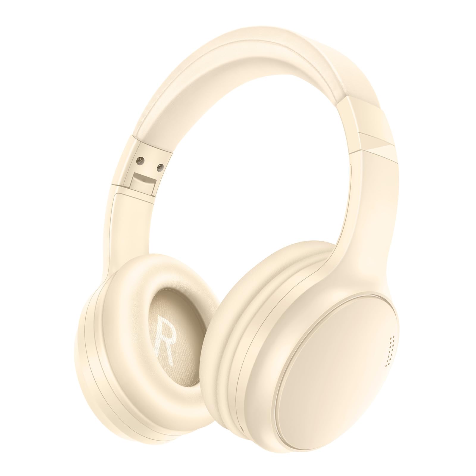 Bluetooth Active Noise Cancelling Headphones with Microphone, A10 Wireless Headset On Ear, 20H+ Playtime, Bluetooth 5.3, Lightweight Wired Headphones for Tablet/PC - Beige