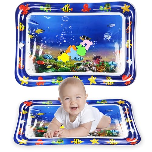 Alfombra de Agua para bebé - Cojín Colchones de tiempo boca abajo Bebés - Ideal para estar boca abajo a partir de 3 meses - Peces tropicales (66cm x 50cm)