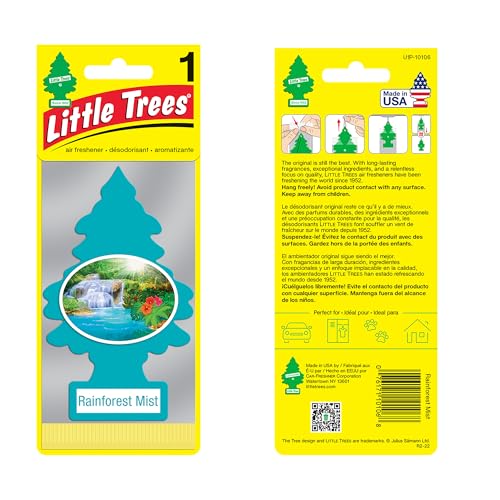 Image of Little Trees Rainforest Mist Air Freshener | Fresh Green & Floral Fragrance | Iconic Tree Hanging Design | For Car, Home, Wardrobe | Imported from USA