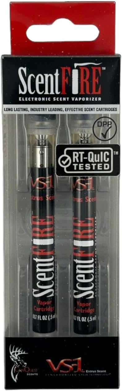 Conquest Scents Vs-1 Deer Scent Refill Cartridges – 2 Pack for Scent Dispenser | Doe Estrus Works with ScentFire Kit and Deer Hunting Accessories