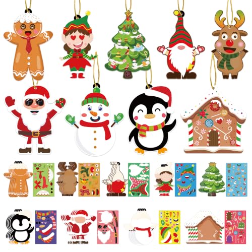 Christmas Crafts for Kids, DIY Ornament Making Kit with Stickers, 36 Pack