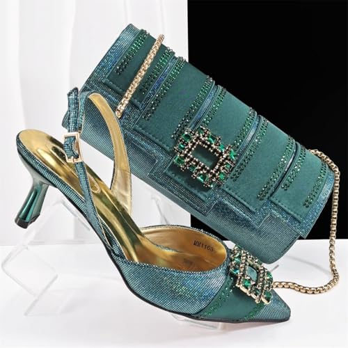 Ensemble chaussures talons hauts strass et sac de cérémonie argenté