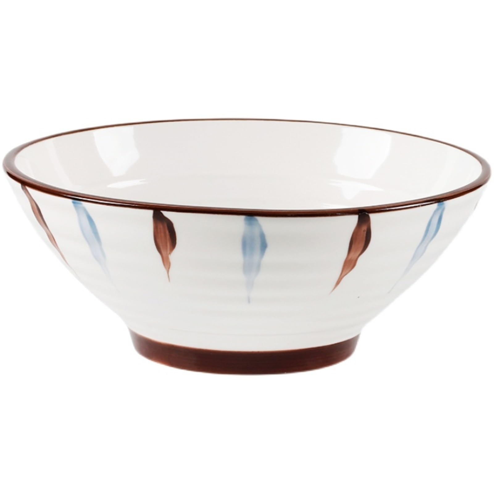 7.5in/9in Japanese Ramen Bowl, Brown Ceramic Tableware Creative Ramen Bowl Large Soup Bowl Fruit Salad Bowl, Vintage Noodle Bowls Traditional Handmade (Color : Blue, Size : 7.5in)