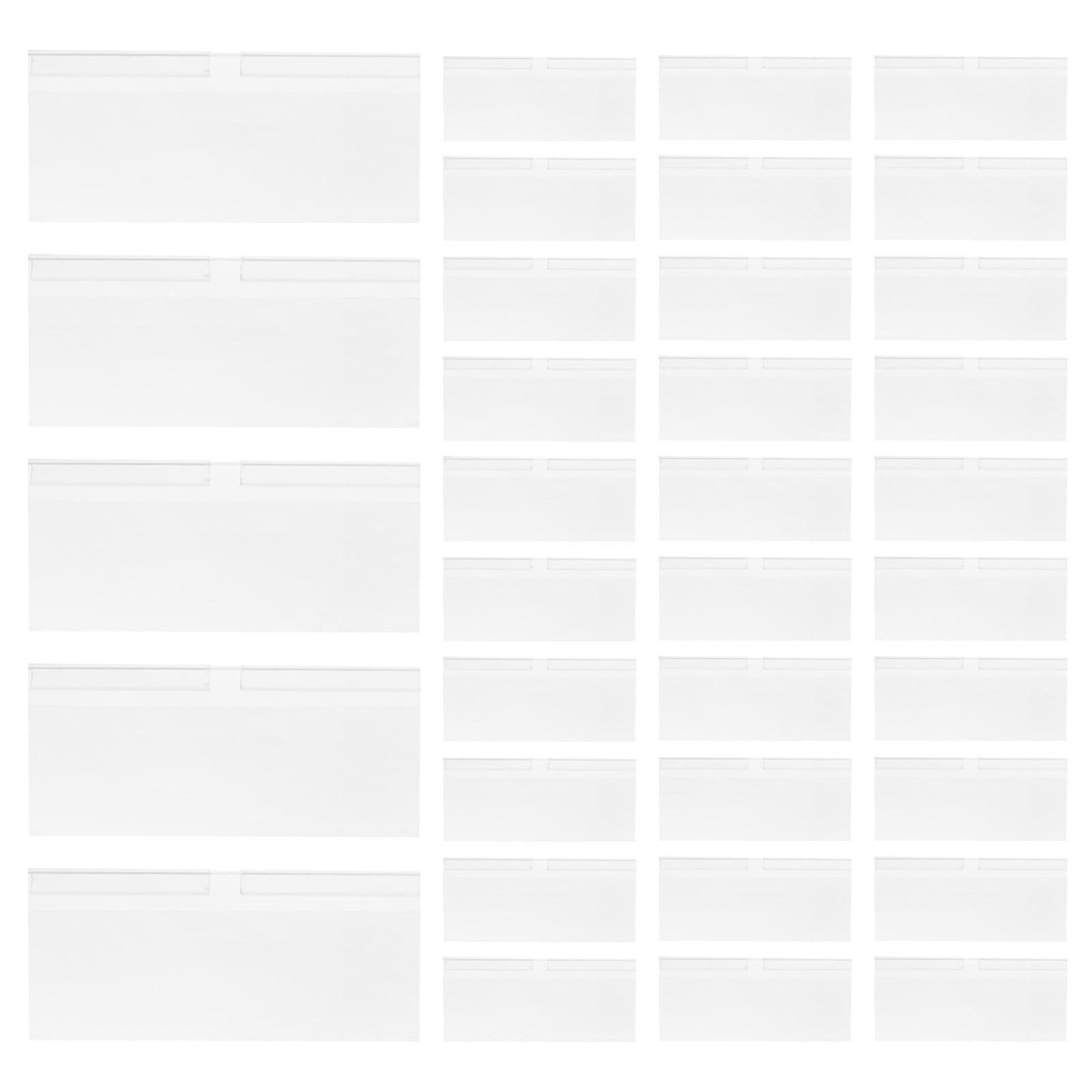 DOITOOL Espositori per cartellini trasparenti da 50 pezzi - Espositore per etichette con cartellino in PVC da 10 x 4,5 cm - Espositore per cartellini autoadesivi per tavoli
