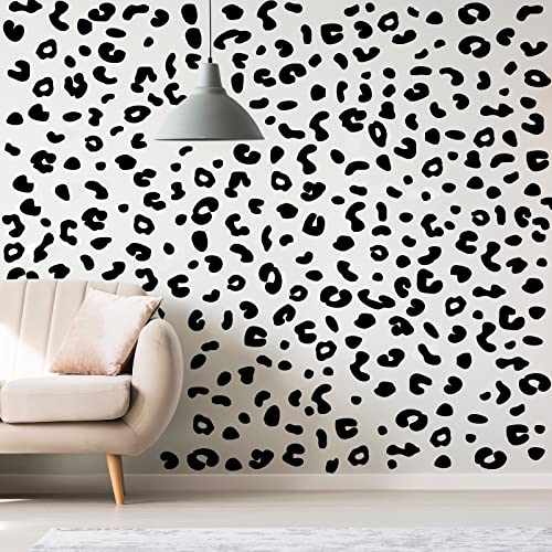 Vinilos adhesivos de pared con estampado de leopardo negro, 4 láminas miniatura 1