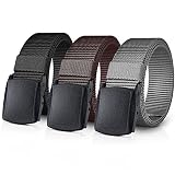 BESTKEE Gürtel Unisex Stoffgürtel Taktischer Gürtel, 3,8cm Breite Nylon Arbeitsgürtel für Damen & Herren Verstellbarer Belts mit Automatischer Gürtelschnallen (C-3er*schwarz+Kaffee+grau)