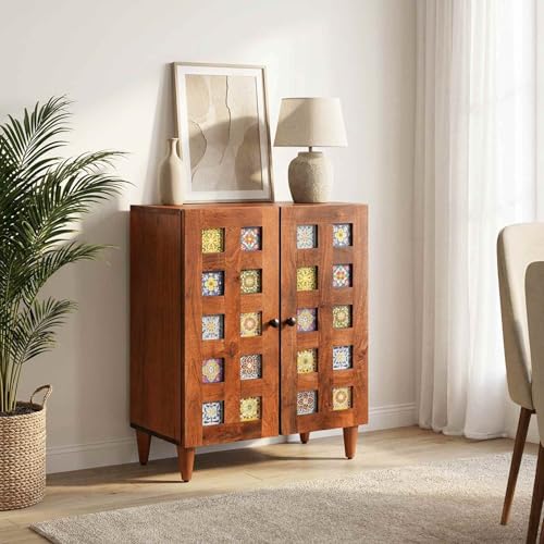 Buffet en noyer compact 60 cm : la solution de rangement idéale pour petits salons encombrés
