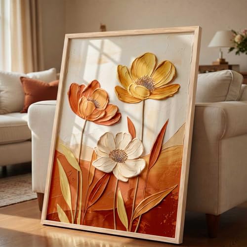 Image of kotart Aesthetic flower Art Home Decoration Painting | Floral Paintings With Frame For Living Room Bed Room Hotel Wall Decor Digital Reprint (13x17 inch)