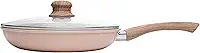 LYOR - Frigideira de Indução Granito Chef Tampa de Vidro 24cm Bege Alumínio com Revestimento Cerâmico
