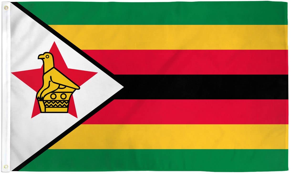 Flagge Simbabwe 90 X 150 Cm – Aus Polyester, Mit Messingösen & Weißem Saum, Waschbar Bei 30°C