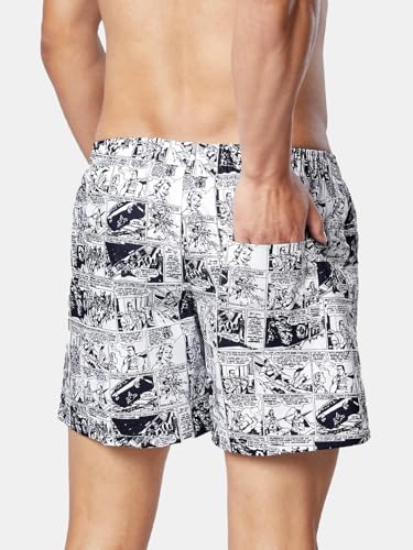Image of The Souled Store|Official Superman: Comic Mens and Boys Boxer| Regular fit Graphic Printed|100% Cotton Poplin White Color Boxer Shorts