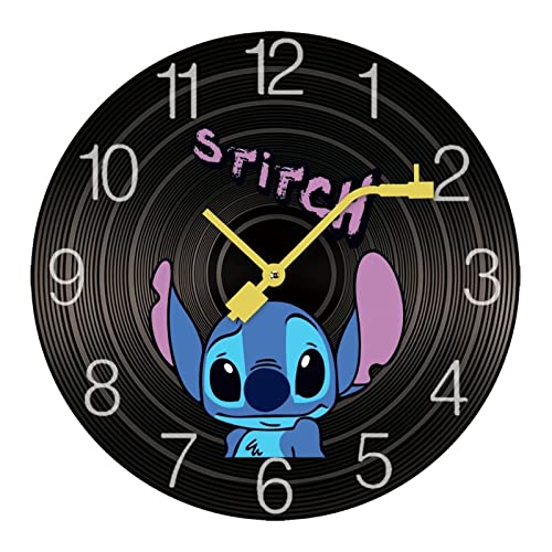 掛け時計 木製レコード スティッチ 壁掛け時計 レトロデザイン 壁時計 掛時計 置き時計 壁掛け時 壁かけ時計 ウォールクロック アナログ クロック 時計 静音 インテリア 時間管理 部屋飾り 大数字 見やすい 簡単 直径25/30/34cm 装飾 北欧