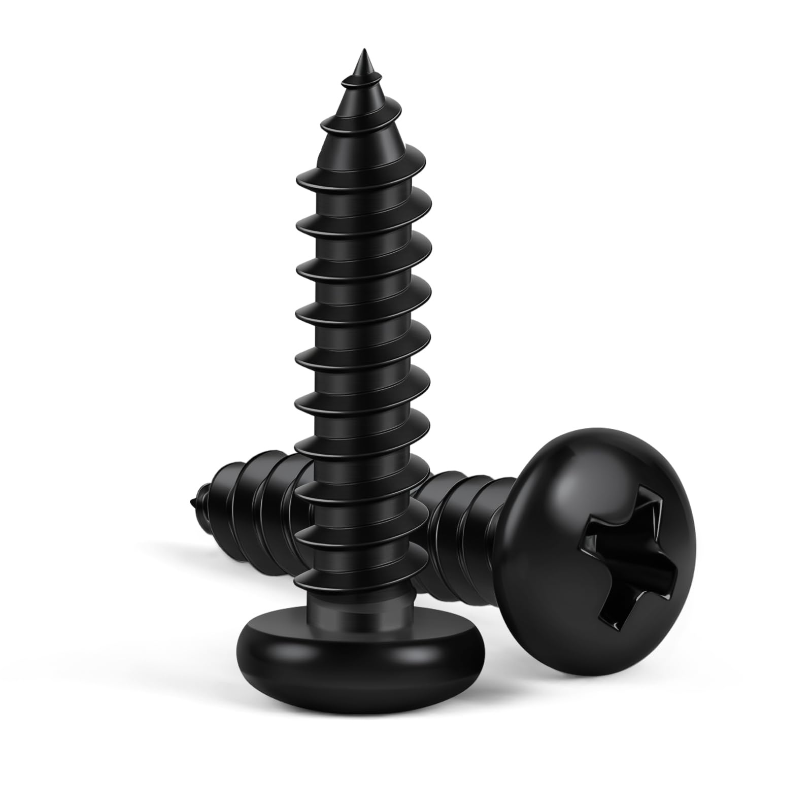 MewuDecor #10 x 1-1/2" Pan Head Self Tapping Screws Sheet Metal Wood Screws, Black Oxide, 304 Stainless Steel 18-8, 50 PCS