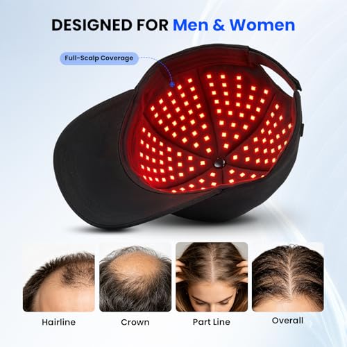 Image of CAYAMA Red Light Hair Growth Cap for Men & Women, 528 Total Light Emitters | Cordless 5000mAh controller with 660nm red and 850nm NIR light, adjustable sessions, full-scalp coverage