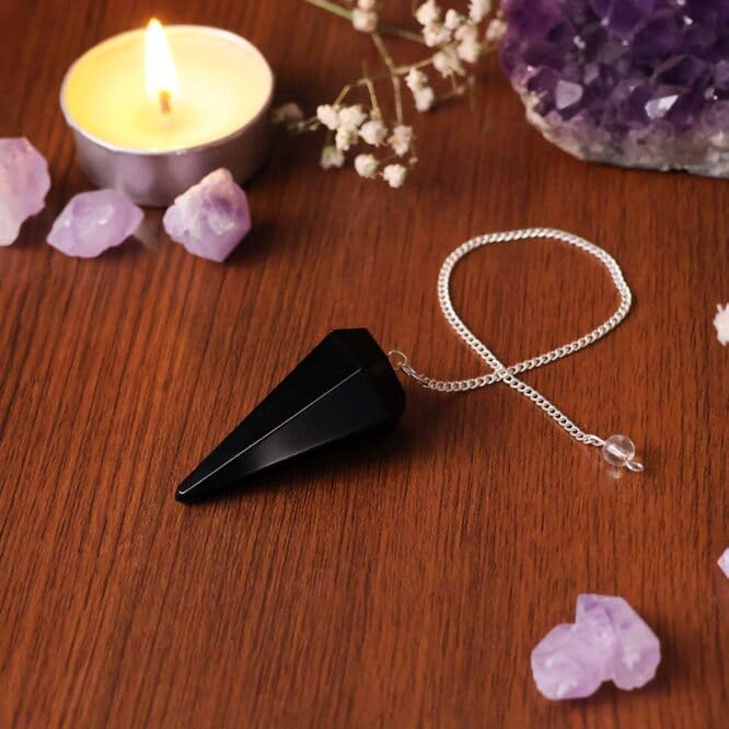 Image of Black Obsidian Point Pendulum | Natural Gemstone Dowsing & Divination Tool for Reiki, Chakra Balancing, Meditation, Energy Healing & Spiritual Guidance 1 pc