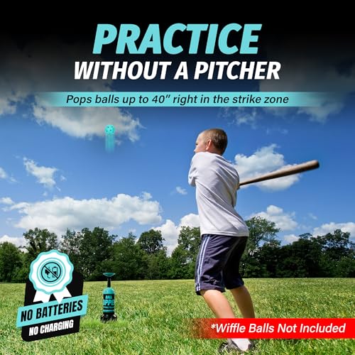 Ball Popper – Reinforced Tee Ball Popper, Durable Design, No Battery – Pop Up Baseball Trainer for Timing &#038; Accuracy Batting Practice (to Be Used with Practice Wiffle Balls, Balls Not Included)