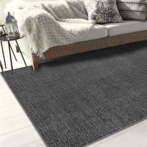Natolia Decor Area Rug For Bedroom/Kitchen/Hallway/Dining/Living Room Rugs, Multiple Sizes, Solid, Colorfast Small Machine Washable, Pet Friendly, Non Slip, Small 3X5 Rug, Anthracite/Grey #TOP8