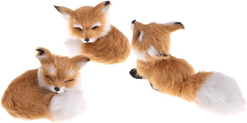 Miniatura 5 de GUDVES Piel de juguete de zorro marrón de simulación, modelo de zorro en cuclillas, decoración del hogar, animales del mundo con figuras de acción