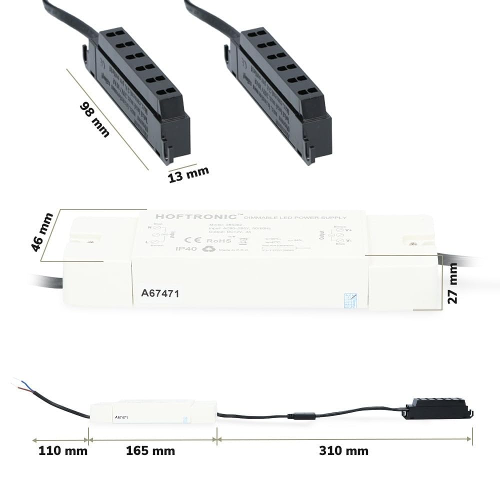 HOFTRONIC - Einbaustrahler Feuchtraum Badezimmer 12V Terrassenüberdachung IP44 Wasserdicht | 6x3W | 6x200 Lumen Warmweiß lichtfarbe Dimmbar Schwenkbar Flach RF-Fernbedienung 3W Mini LED Einbaustrahler