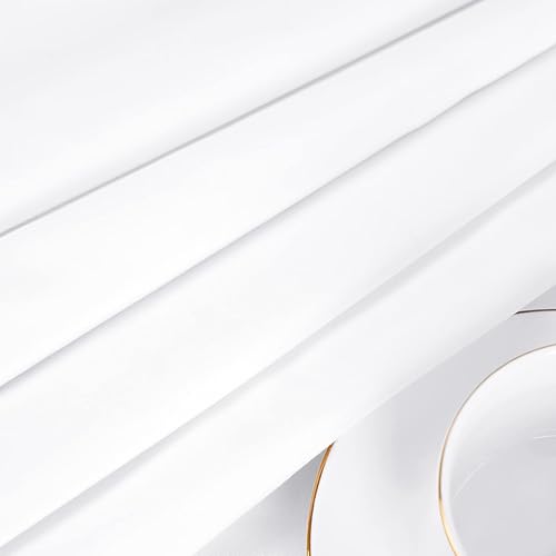 Miniatura 4 de Paquete de 12 manteles redondos blancos de poliéster de 108 pulgadas, tela lavable, resistente a las manchas y a las arrugas, ropa de mesa redonda