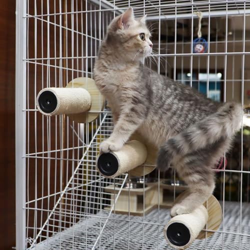 つめとぎ 猫 ポール 替え ケージ 麻 ケージ用 2〜6個セット 飼育ケージ内装 天然サイザル麻 滑り止め付 長さ15cm 爪研ぎ 猫 ポール 交換 ねこのつめとぎ ケージ取り付け 爪とぎ ストレス解消 運動不足対策 (15x5cm,3点セット)