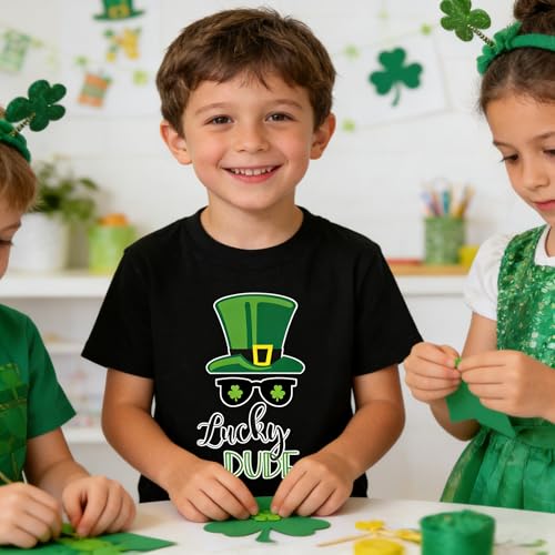 Image of Tkria Toddler Boys St Patricks Shirts Kids Clover Shamrock T-Shirt Baby Dinosaur Gnome Lucky Dude Short Sleeve Green Tops