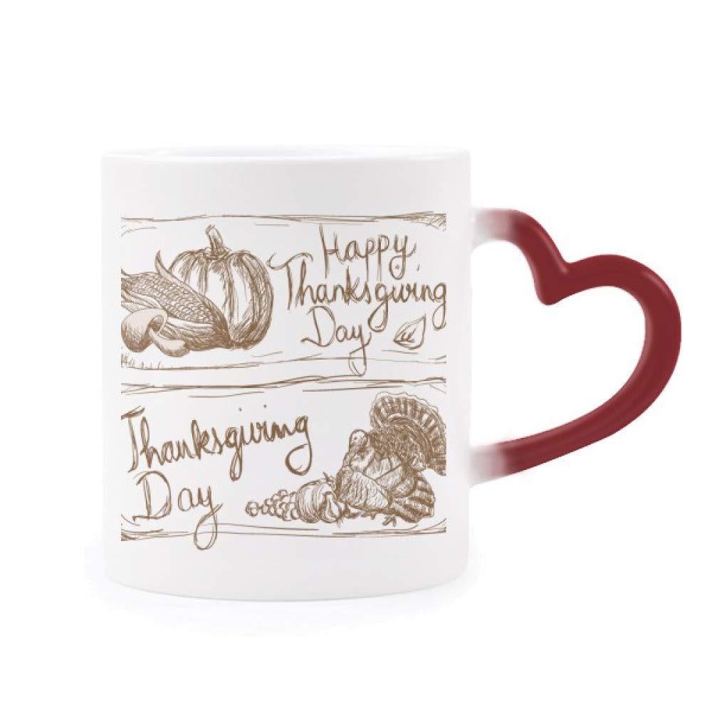 Taza de desayuno Acción de Gracias con foca gris y asa de corazón para oficina 1
