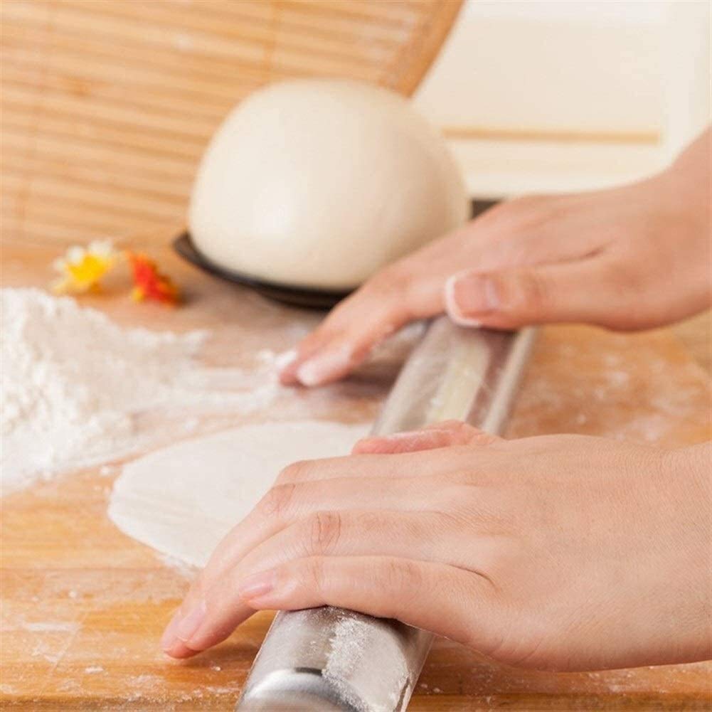 Professionnel Rodillo de amasar de Acero Inoxidable, Metal para Hornear Masa de pastelería para Galletas (tamaño: 30 cm) (tamaño: 35 cm), Masa fácil de Limpiar (30 cm)