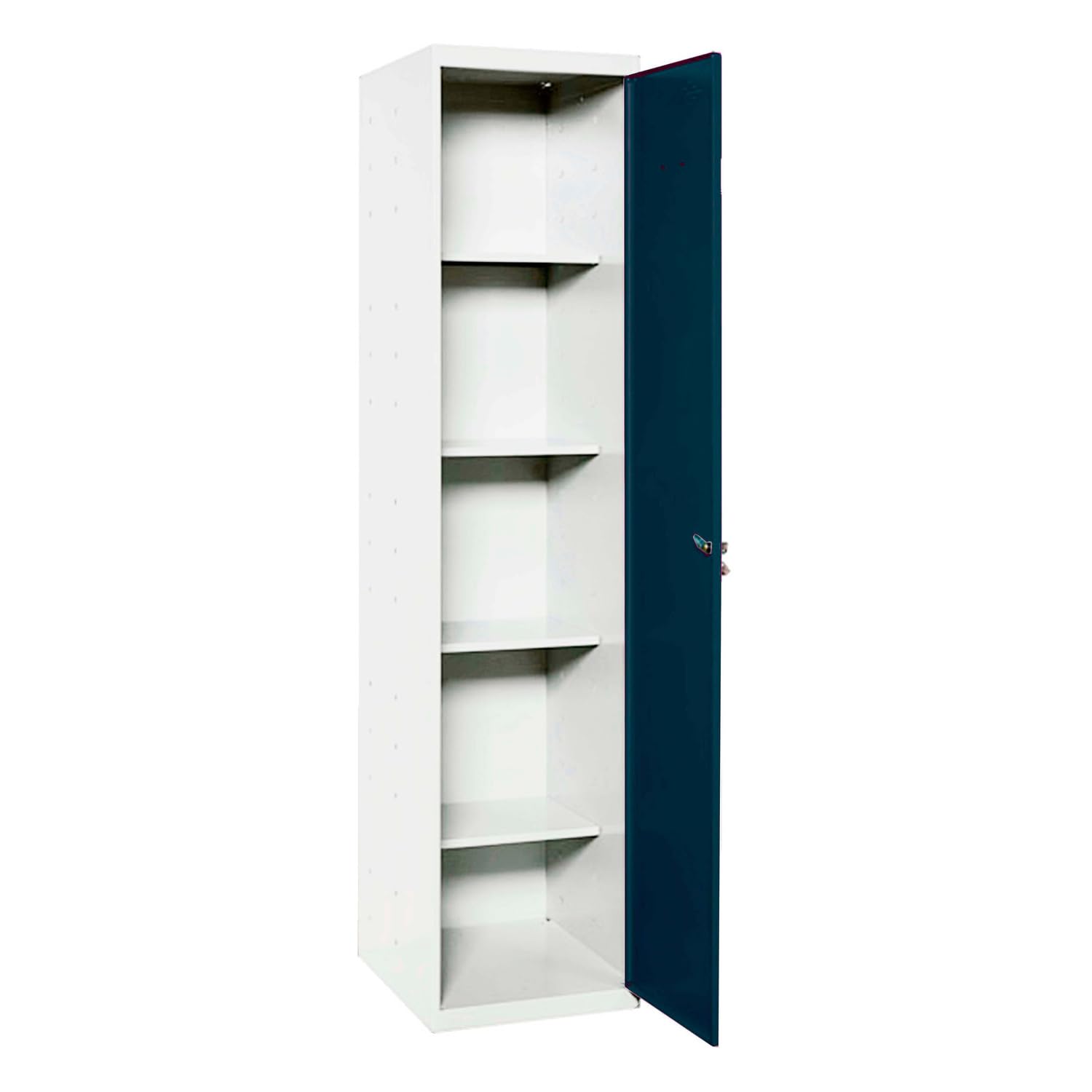 Simon Rack Armario Escobero Metálico 1800x400x400 mm - Simonlocker | 1 Puerta, 4 Estantes, Incluye 2 Llaves, Blanco/Antracita, Pintura anticorrosión