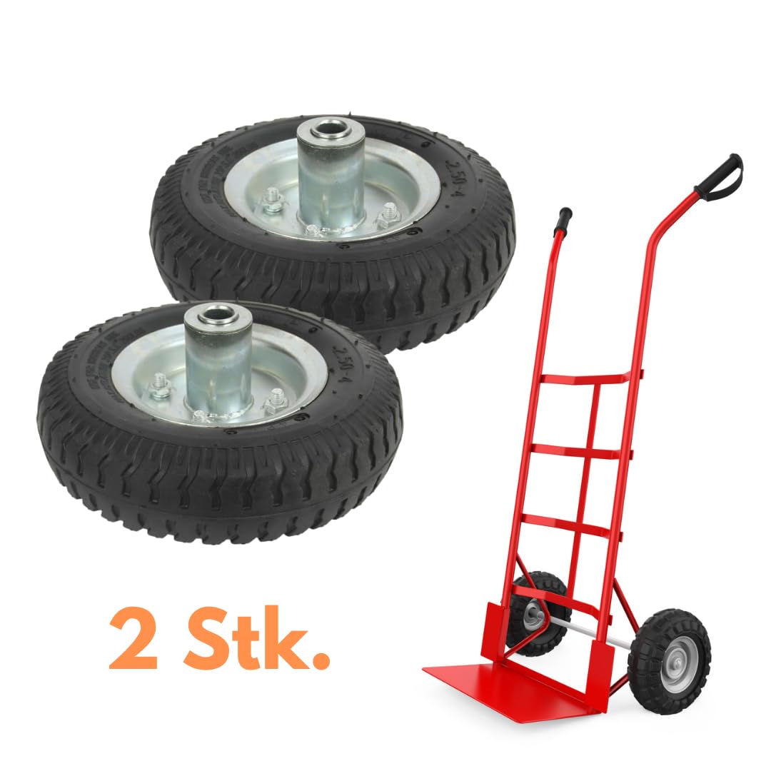 Lot de 2 roues de rechange pour diable 2,50-4 - Diamètre : 16 mm - Moyeu asymétrique