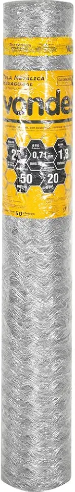 Tela Metálica Galinheiro Hexagonal Malha 2'' 22 Bwg x 1,8m com 50 metros Vonder