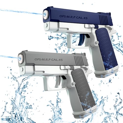 Pistola de água 2 peças pistolas água para crianças alcance de 10 metros para piscinas, praias e jardins, verão ao ar livre jogos de água (azul cinzento)
