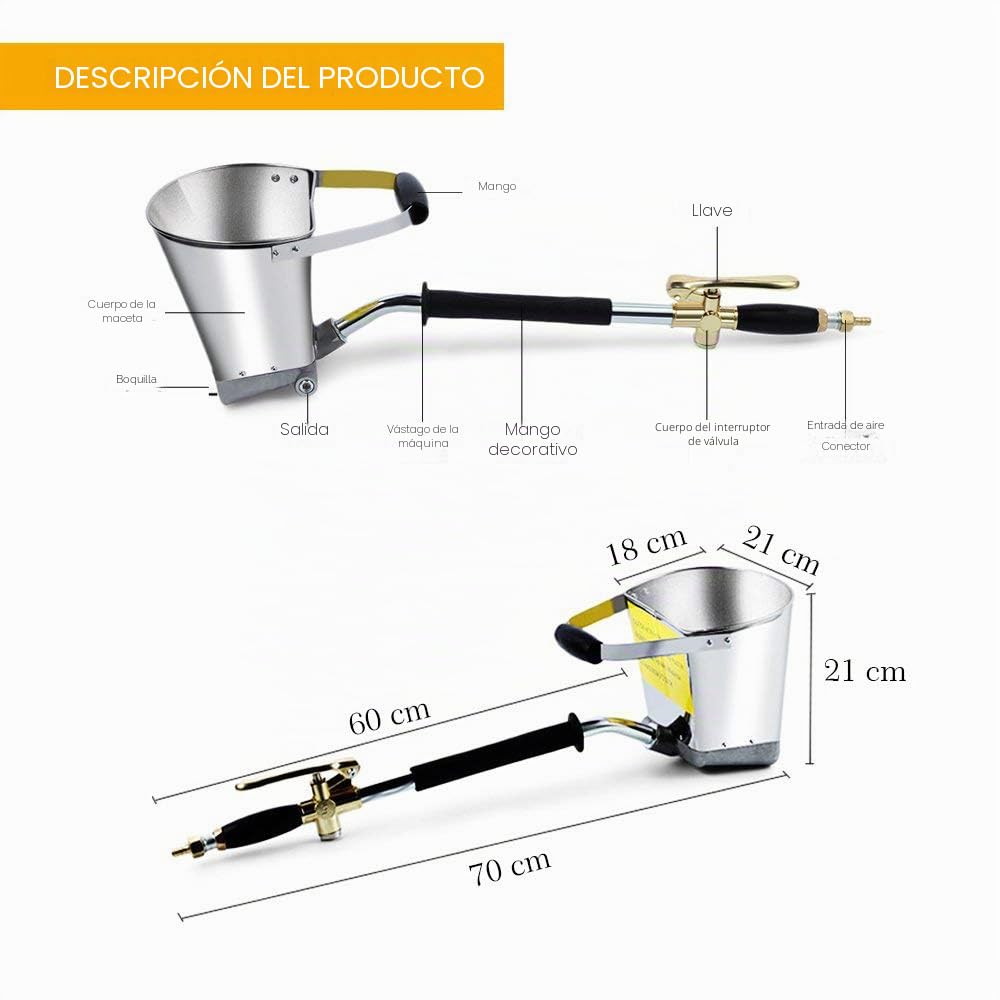 Rociador de Mortero Multifuncional Cemento Mortero Pistola de Tolva Pulverizador de Yeso Pistola Pulverizador Pistola de Pintura con 4 Jet Hopper (para Pared)