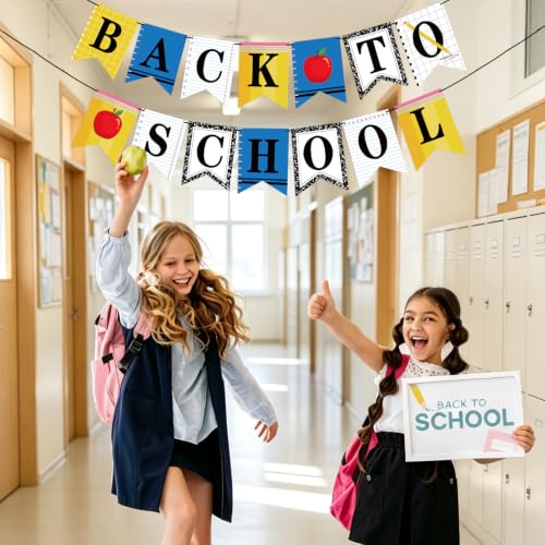 Image of Hooqict Back to School Banner Decorations Welcome Back Party Banner for First Day of School Office Classroom Bulletin Board Decorations