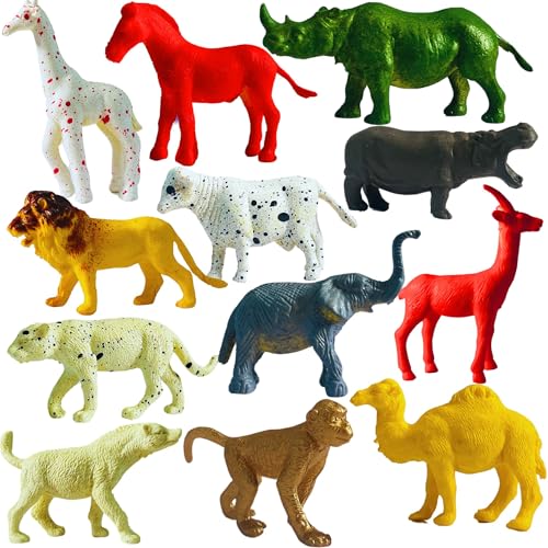 Image of Realistic Forest Animals Action Figures Toys Playset|12PCS Mini Farm & Wildlife Jungle Animal Figurine Set for Kids Boys and Girls Educational|Learning Items Toyset Birthday Gifts for Children