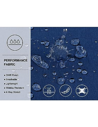 Image of Little Donkey Andy Men's Single Breasted Waterproof Mid-Length Trench Coat, Lightweight Long Rain Coat Overcoat (Blue S)