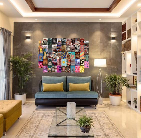 Image of Pack of 54 Aesthetic Pictures Wall Collage Kit Posters - 4 x 6 Inches Wall Decor Poster - Wall Art For Bedroom, Living room, Office - 1 Tissue Tape