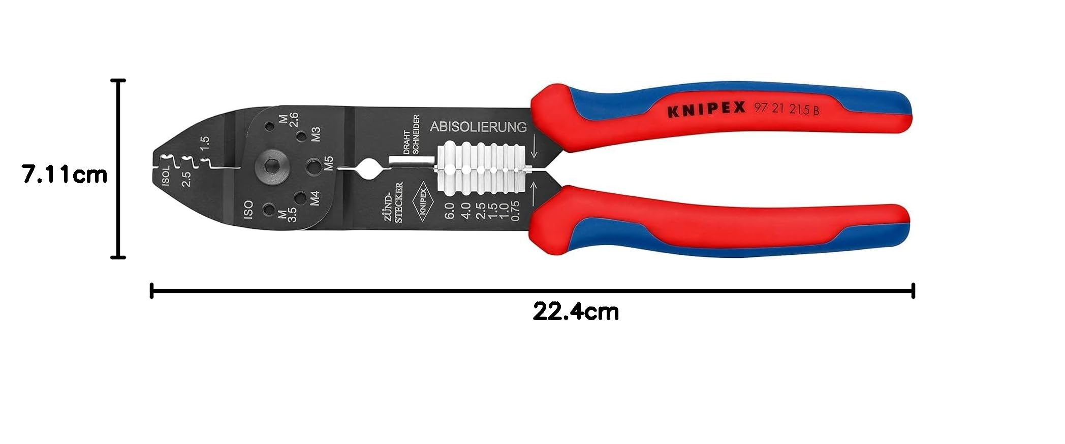 Knipex 97 21 215 B Crimping Pliers for Open Plug-Type connectors