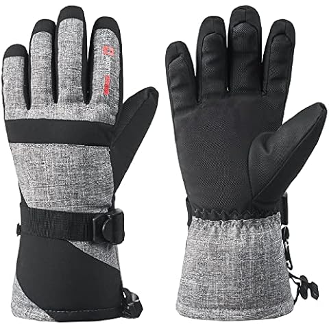 alpine swiss Mens Waterproof Gauntlet Ski Gloves Winter Sport Snowboarding Windproof Warm 3M Thinsulate GRY XL Cover