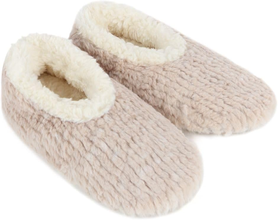 Snoozies Teddy Bear Faux Fur House Slippers for Women with Memory Foam Insole, Sherpa-Lined Slipper Socks Non-Skid - Image 5