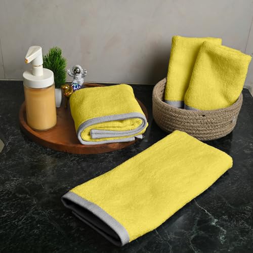 Image of Divine Casa Cotton Face & Hand Towel Set - 500 GSM Ultra Soft, Highly Absorbent Bath Towels for Home, Gym, Travel & Hotel Use - Pack of 4