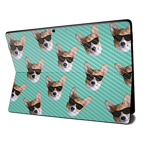 Image of MightySkins Carbon Fiber Skin for Microsoft Surface Pro X - Cool Corgi | Textured Carbon Fiber Finish | Easy to Apply, Remove, and Change Styles | Made in The USA