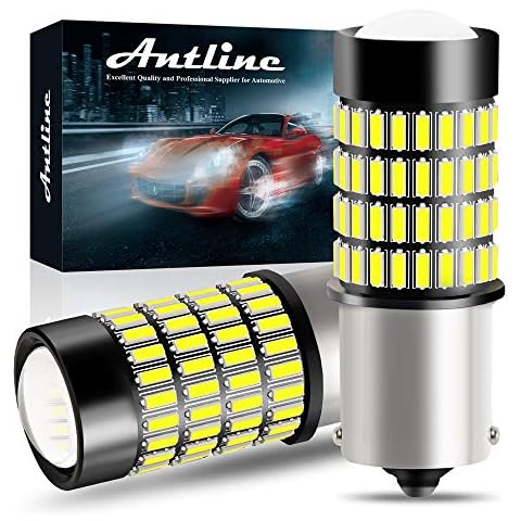 1156 LED Bulbs, ANTLINE 1400 Lumens Super Bright 4014 102-SMD 7506 BA15S 1141 1003 LED Bulbs with Projector for Backup Reverse Lights Tail Brake Turn Signal DRL Parking Lights, Xenon White(Pack of 2) Cover