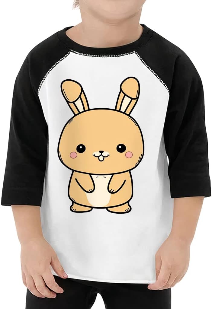 Cute Hare Toddler Baseball T-Shirt - Funny 3/4 Sleeve T-Shirt - Art Kids' Baseball Tee