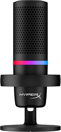 HyperX DuoCast - Micrófono condensador USB RGB para PC, PS5, PS4, Mac, montaje de choque de bajo perfil, cardioide, omnidireccional, filtro pop,