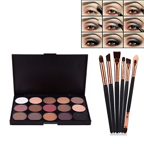 Vodisa Eyeshadow Palette 15 Waterproof Makeup Nature Glow Matte Eye Shadows Kits Professional Make Up Shimmer Eye Shadow Pallets with Eyes Makeup Brushes Set Beauty Cosmetics