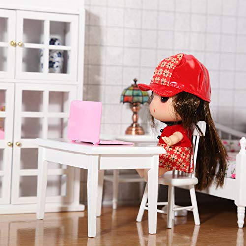 Dollhouse Decoration Miniature Accessories Dollhouse Computer Laptop Tablet Phone Simulation Accessories for Doll 1/6 1/12 Miniatures Play Set - 3 Pcs (3 Laptop-Pink)