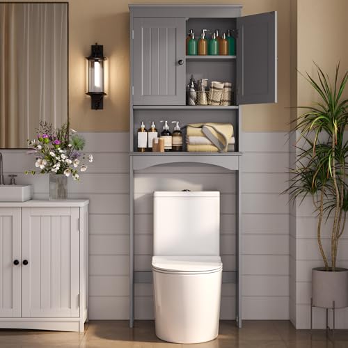 Blishom Armoire de Salle de Bain,Meuble Toilettes WC Rangement,avec Placard à Porte Double,...
