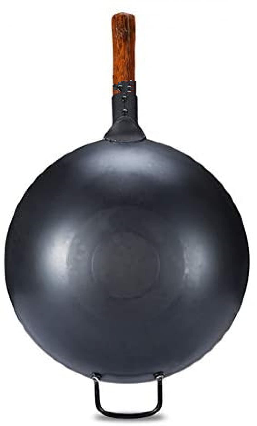 Wok en fer fait à la main, casserole asiatique avec poignée d'aide, fond plat Pow Wok,Convient pour la cuisson au gaz, électrique et à induction Diamètre de la marmite : 34 cm